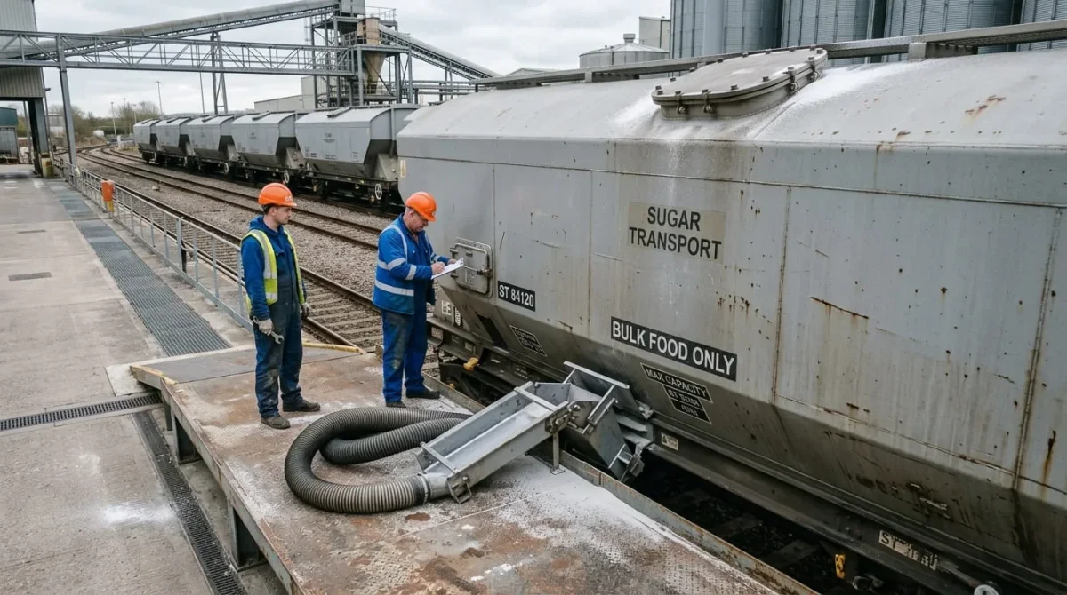 Cukier w logistyce masowej – jak przewozi się produkty spożywcze luzem koleją?